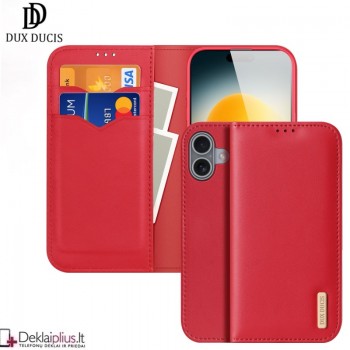 Dux Ducis Hivo odinis dėklas - raudonas (Apple Iphone 17) Dux Ducis Hivo odinis dėklas - raudonas (Apple Iphone 17)